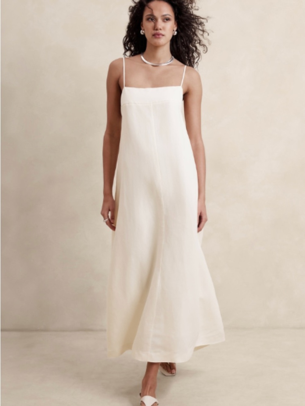 Banana Republic Cream Slip Linen Dress - S